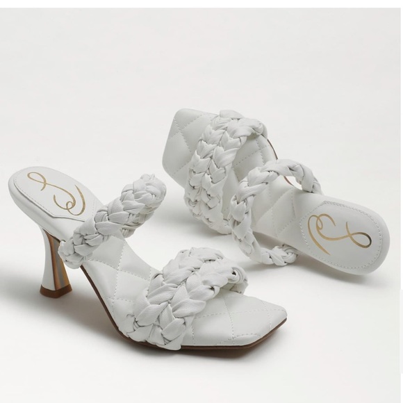 Sam Edelman Shoes - Sam Edelman Meghan braided mule slip on heels sandals Sz 8 new Bright White